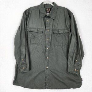 Gravel Gear Shirt Mens 2XL Green Ripstop Button Front Long Sleeve Workwear